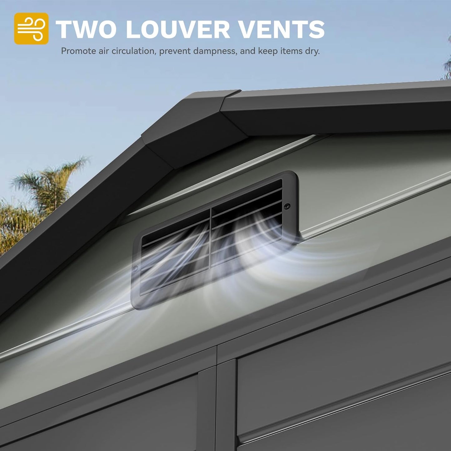 DWVO 6x4 FT Outdoor Resin Storage Shed with Floor, Waterproof Storage Shed with Lockable Door, Window and Vent, Plastic Tool Storage for Garden, Backyard, Patio, Lawn(Blue-Gray+Black)