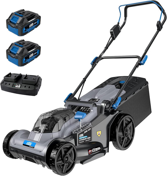 ROYAL GARDEN Electric 40V 17 Inch Cordless Lawn Mower Walk Behind Brushless Push Mower 6-Height Adjust Portable & Lightweight 2 x 20V Batteries and Charger Lawn Mowers Suitable for Garden Small Yards