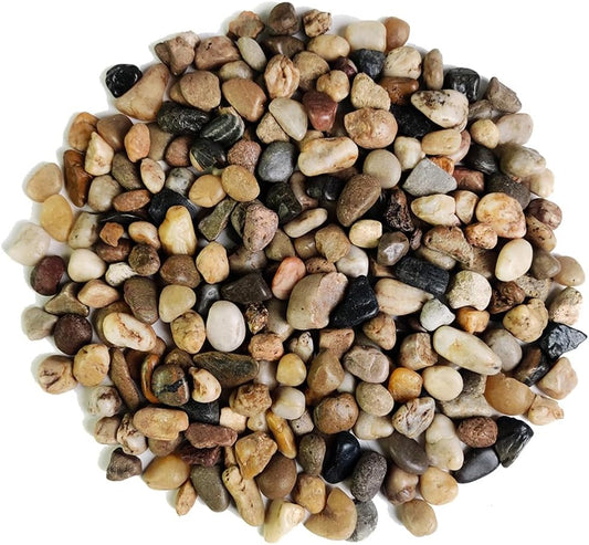 HappyFiller 2 LB Natural River Rocks Decorative Pebbles Polished Terrarium Stones Assorted Colors for Indoor Garden Plants Top Dressing Soil Cover,Aquarium Fish Turtle Tank Decor,Zen Garden