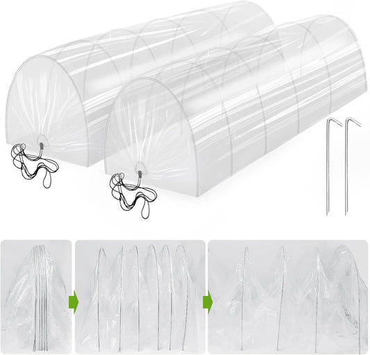 Pack 2 of Mini Greenhouse Tunnel Greenhouses,Green Houses for Outside Greenhouse Cover Garden Hoops Raised Beds,Outdoor Green House Kits to Build for Outside Winter (2)