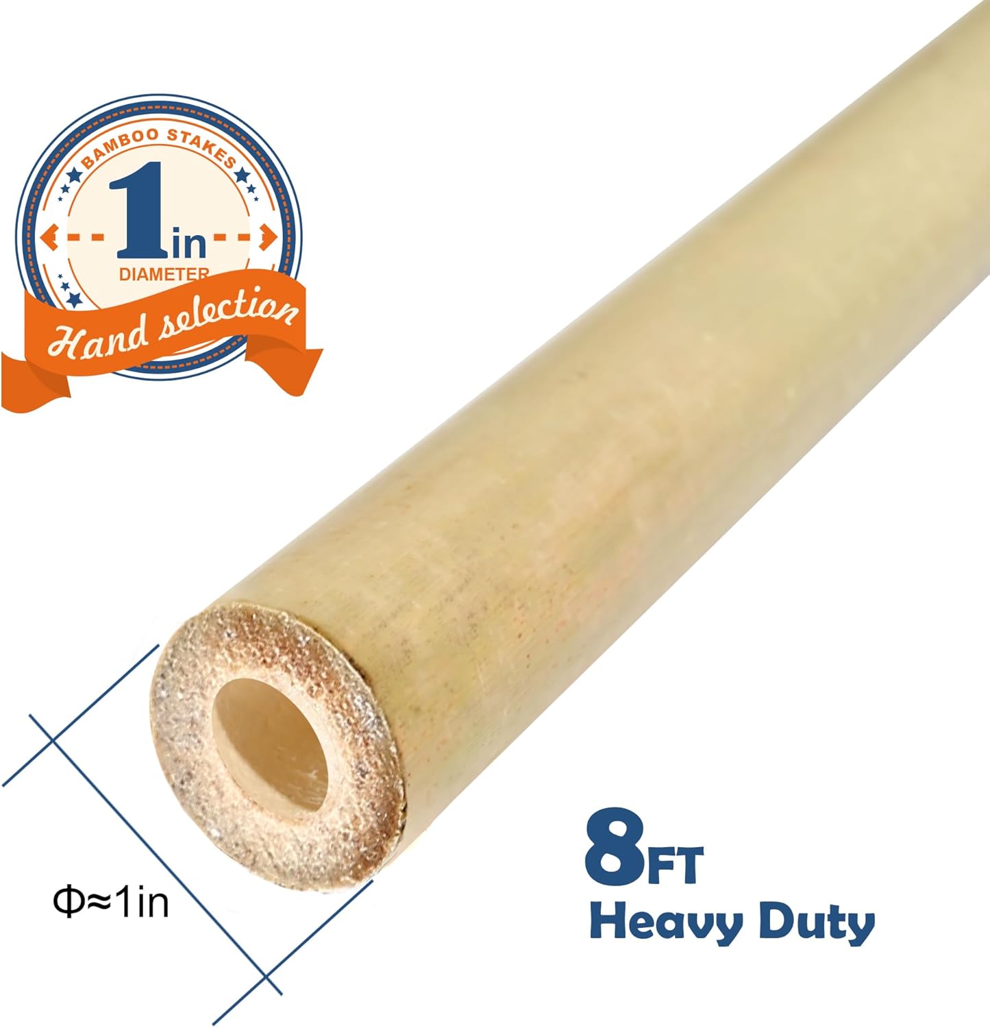 8FT Bamboo Stakes Plant Stakes 1 Inch Thick Diameter Garden Stakes Heavy Duty for Plant Support Outdoor Climbing Plants Support Gardening Stakes 10 Pack