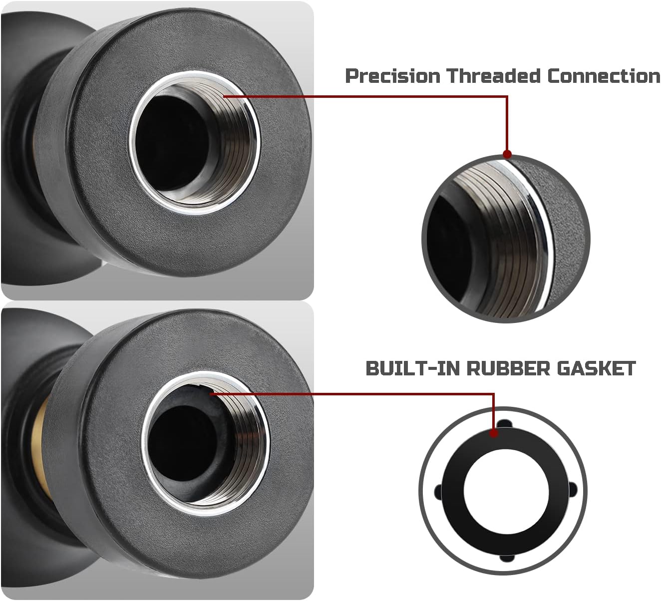 Hose Nozzle, Lichamp 2 Pack Heavy Duty Brass Fireman Style High Power Leak Proof Adjustable Garden Water Sprayer, Suitable for Car Wash, Patio Cleaning, Watering Lawn and Garden, Shower Pets (Black)