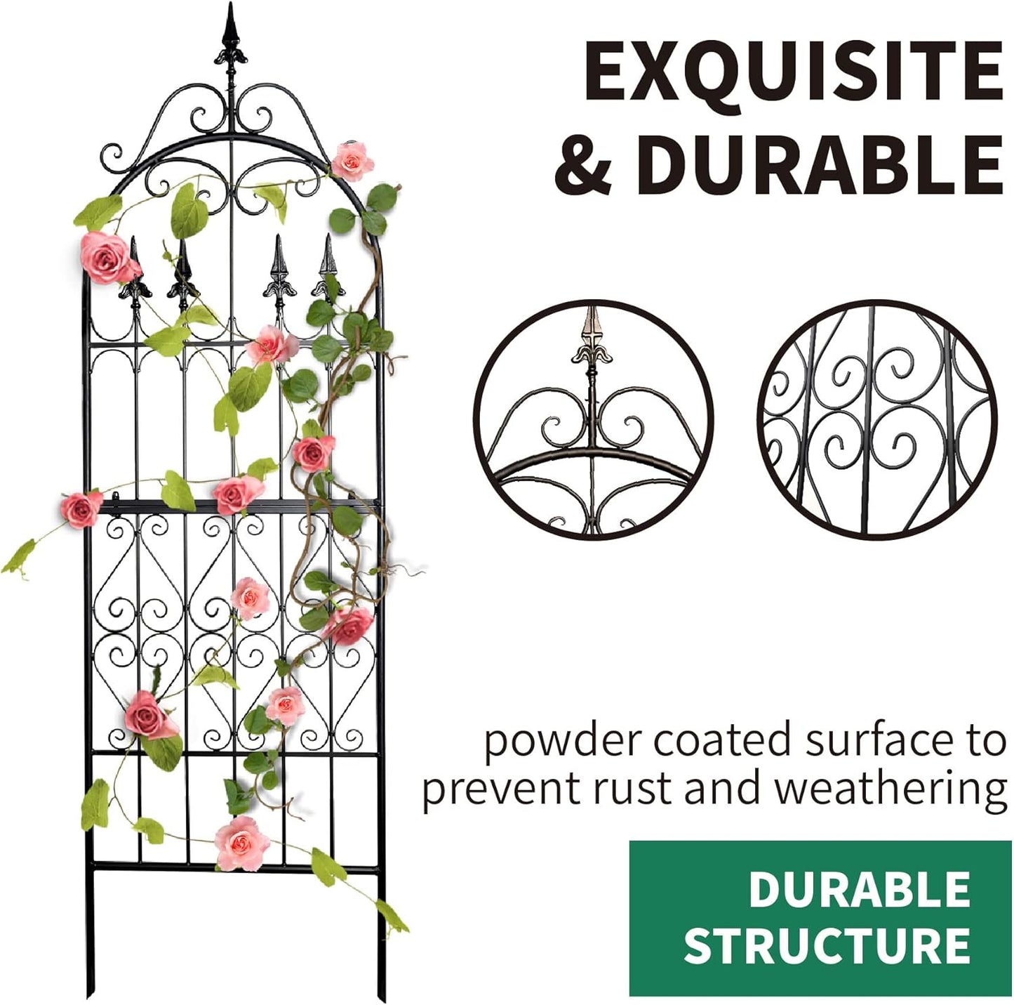 Trellis 70”H x 21.7”W for Climbing Plants - Heavy Duty Garden Trellises Metal Iron Wire Vine Flower Trellis for Rustproof Outdoor Climbing Plants Support