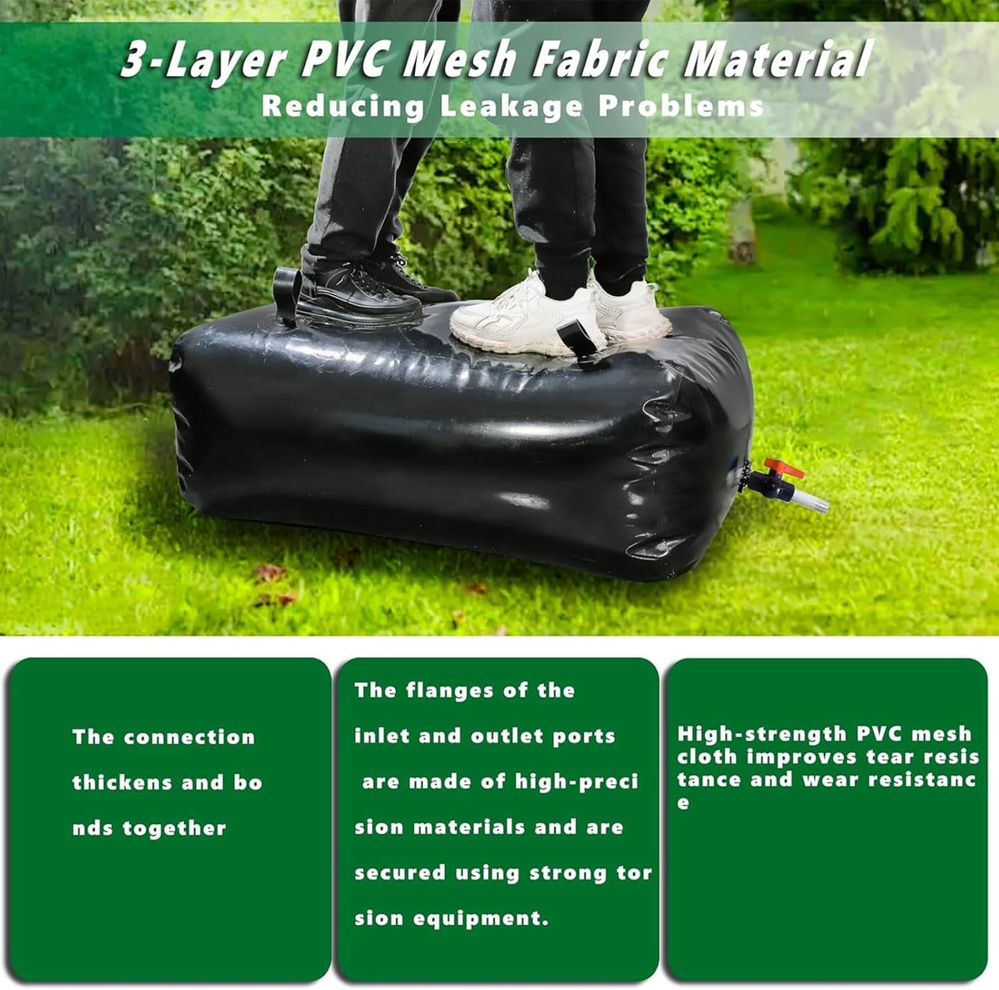 760 L/200 gal Water Bladder Storage Containers, Foldable Portable Water Tank Large Capacity Soft Water Bag, Drought Resistance, Fire Prevention, Emergency Water