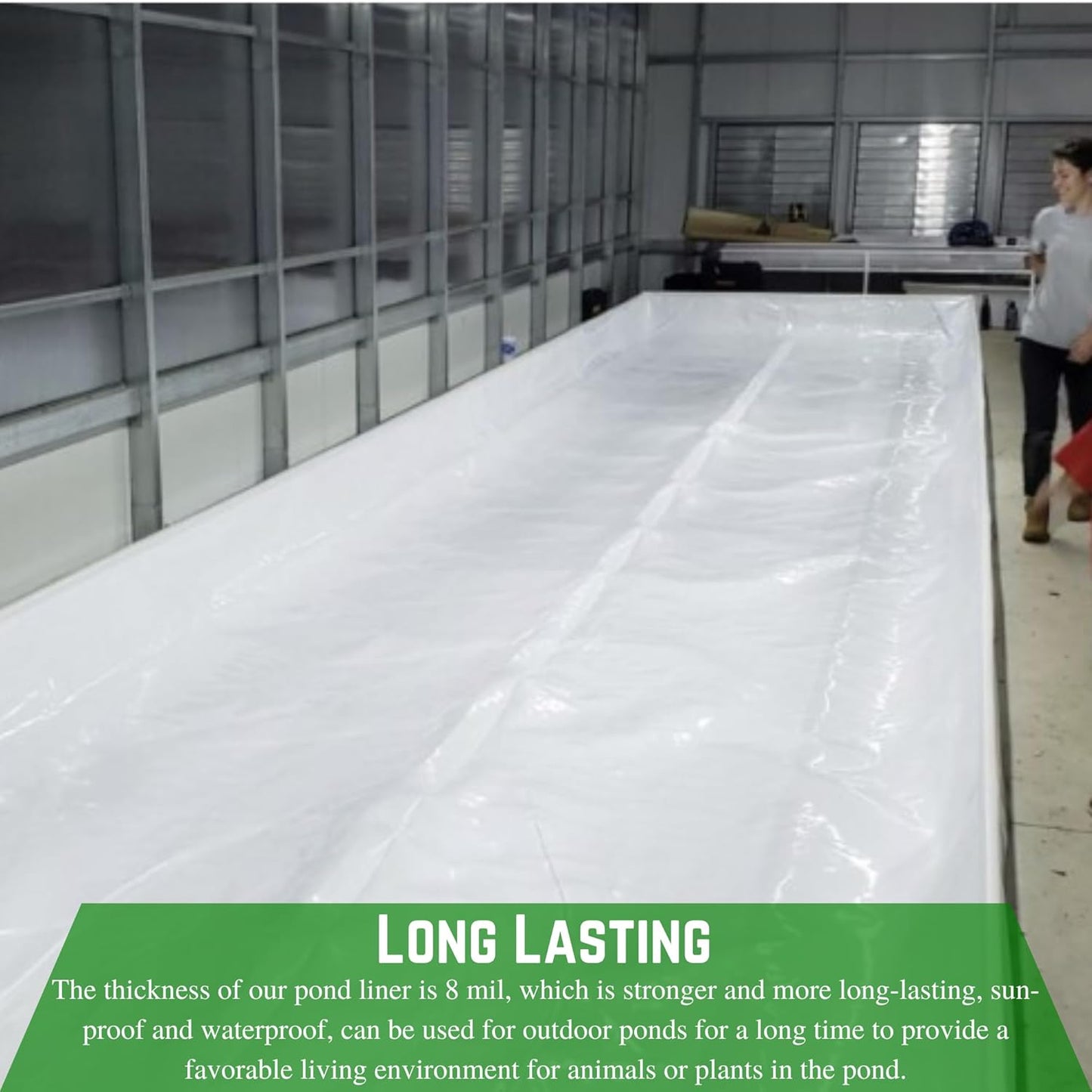 Farm Plastic Supply - 8 Mil Black/White Pond Liner - 8 Mil Fish Pond Liner, Pond Liners for Outdoor Ponds, Koi Ponds, Garden Fountain, Waterfall, Containment Liner (40' x 75')