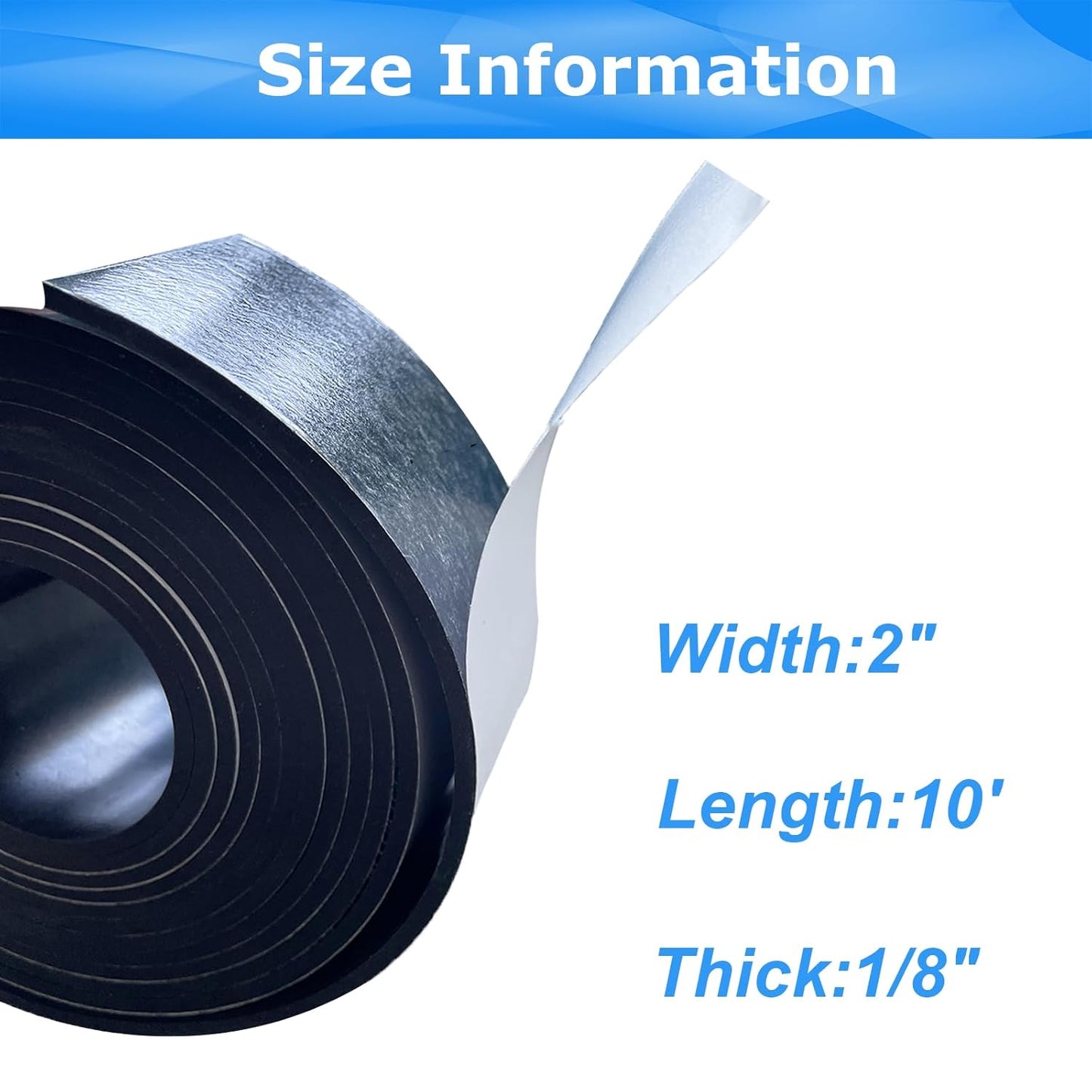 Adhesive Rubber Strips 1/8 (.125)" Thick X 2" Wide X 10'Long, Solid Rubber Strip with Adhesive for DIY Gaskets Crafts Pads Sealing Abrasion Supports Flooring Protection Warehouse