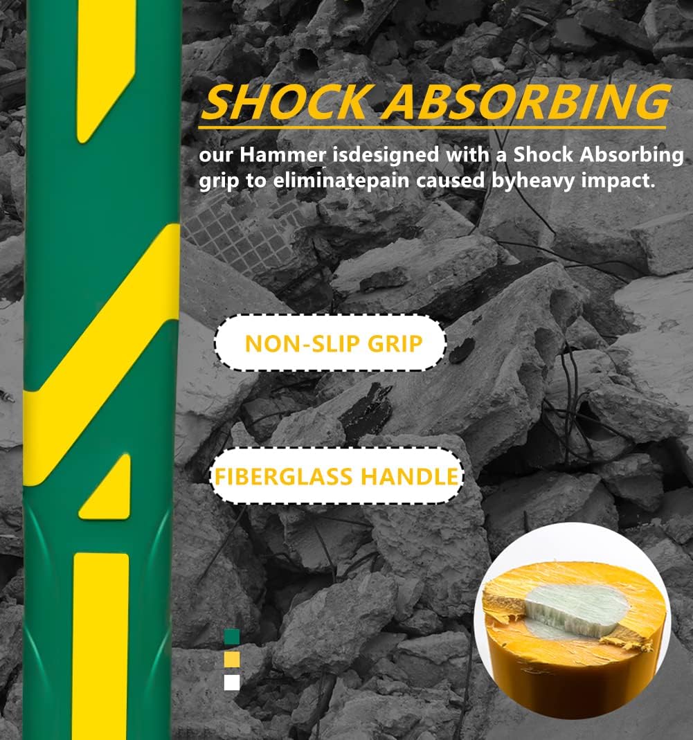 GloriousAMC Heavy Duty Mattock, 36" Fiberglass Handle, Yellow, Steel, Multipurpose Garden Tool, Chopping Soil, Gardening