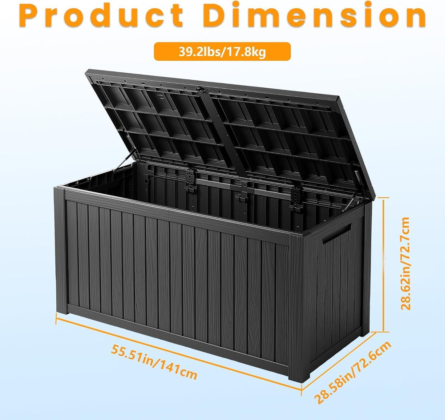 200 Gallon Outdoor Storage Box - Waterproof Patio Deck Box for Outside Deliveries, All-Weather Resin Bin with Lock for Cushions & Tools, UV-Resistant, Matte Black