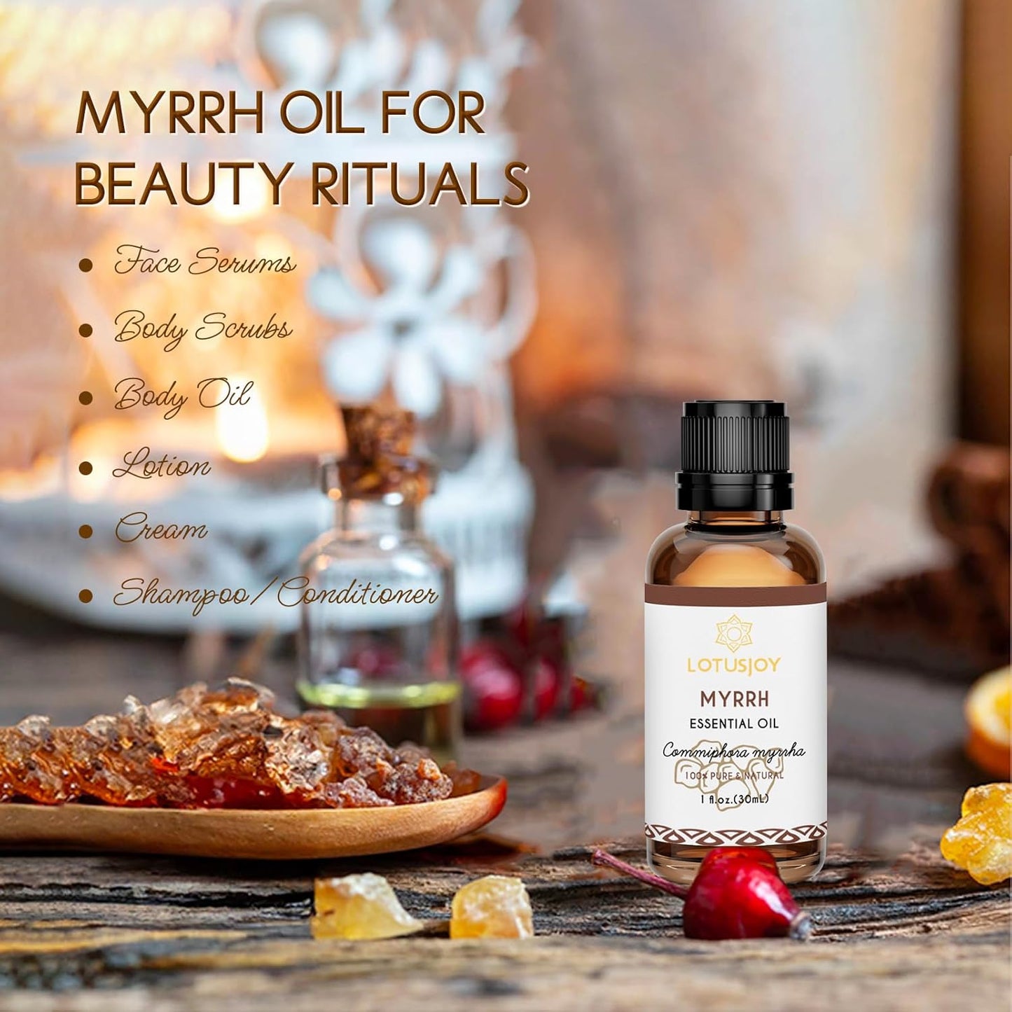 Myrrh Essential Oil, Pure Natural Myrrh Oil for Skin Hair Diffuser Room Spray DIY - 1 Oz