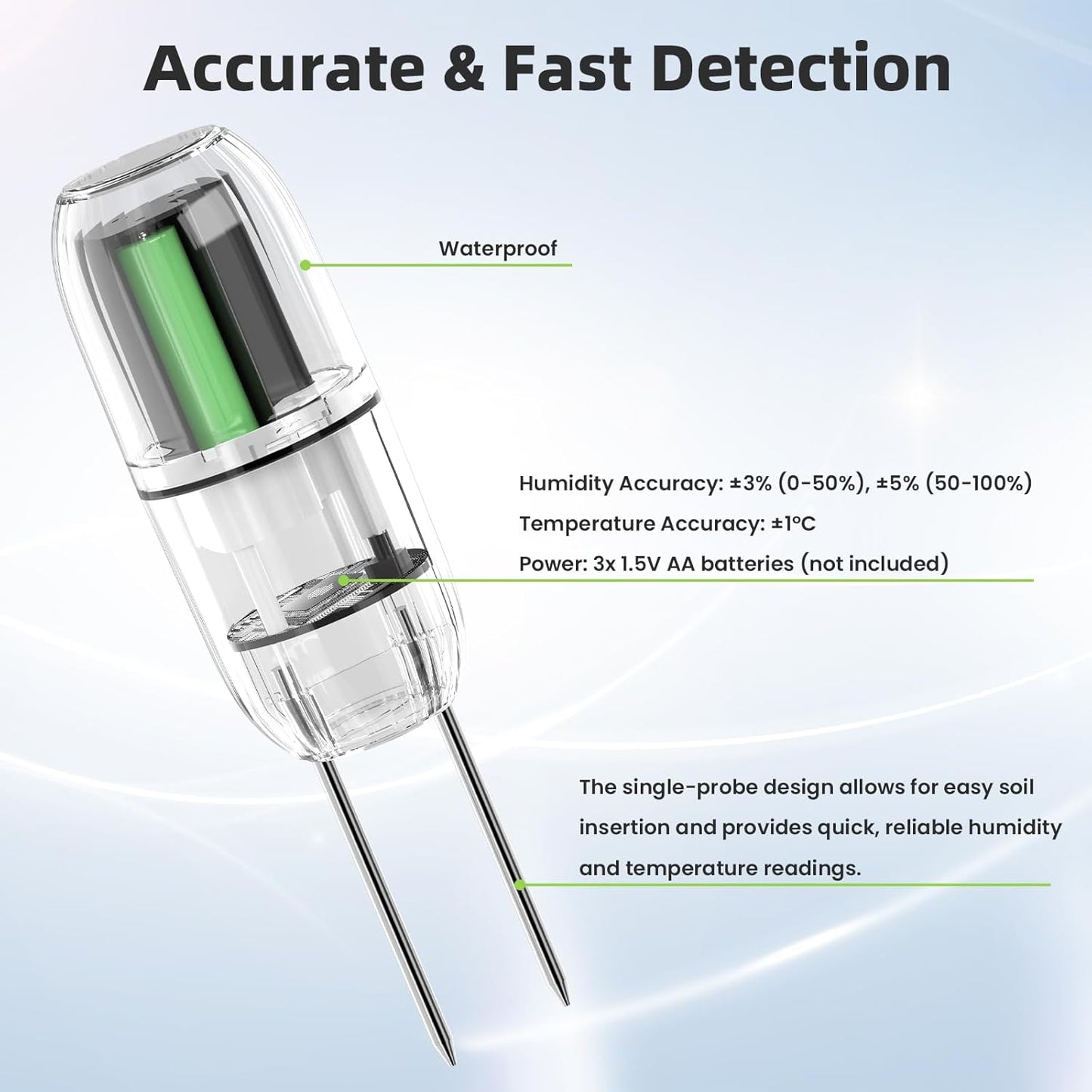 Moisture Meter Plants, Soil Meter, Wireless WiFi Soil Moisture Sensor, 2-in-1 Soil Moisture Meter, WiFi, Garden, Lawn, Potted Plants Care