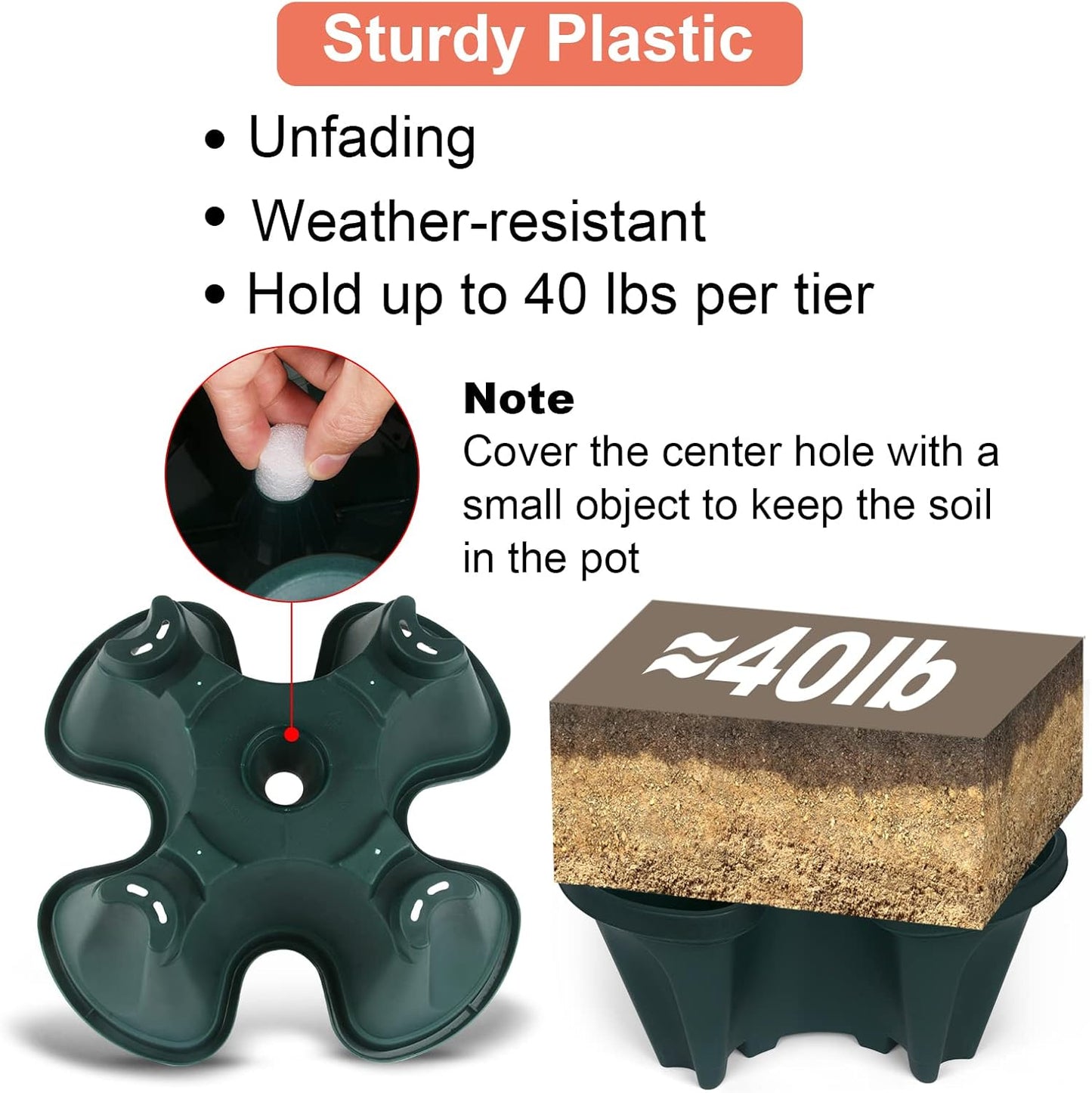 Vertical Planter 3 Tier Stackable Planters Garden Planters Strawberry Herb Flower and Vegetable Planter Indoor Outdoor Gardening Pots with Removable Wheels and Tools 2-Pack