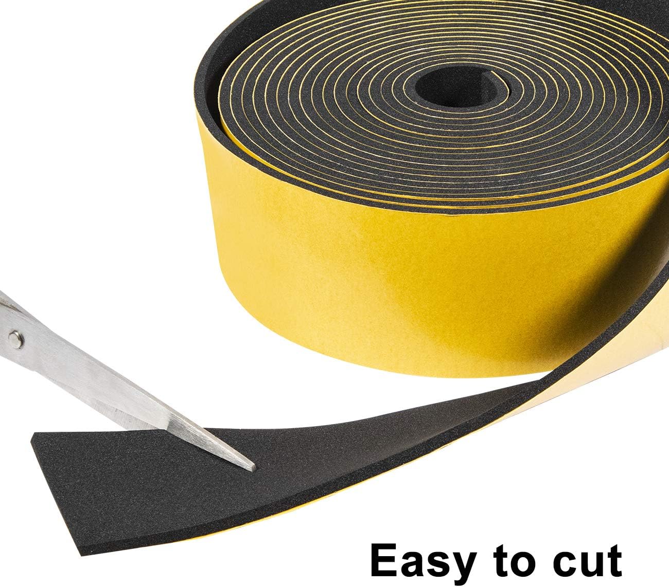 TORRAMI Weather Strip 2 inch W X 1/8 inch T, High Density Adhesive Foam Seal Tape Soundproofing Insulation Gasket for Door and Windows (16.5 Ft Length)