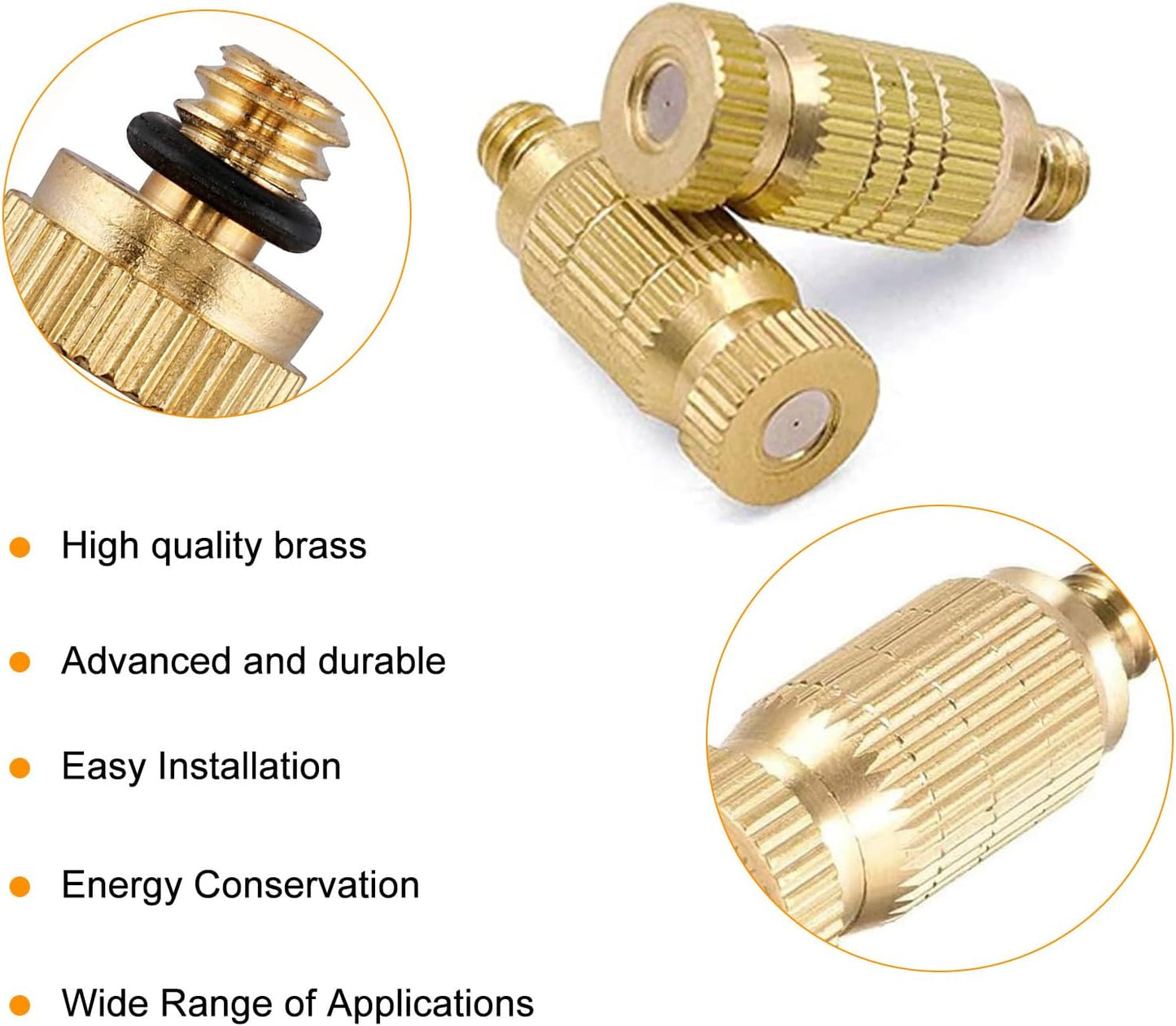 20pcs High Pressure Atomizer Nozzle Brass Misting Nozzles for Outdoor Cooling System, Landscaping, Greenhouse Irrigation, Air Humidification, Anti-Drip Fogging Spray Head(0.016"/0.4mm)