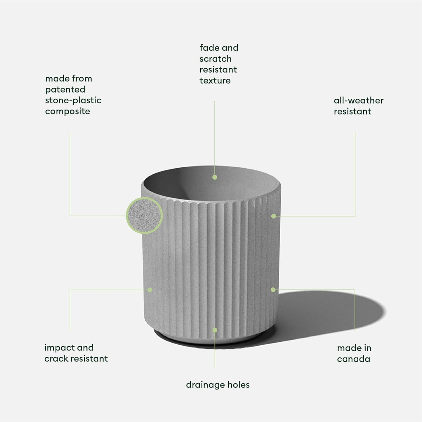 Veradek Demi Series Round Planter for Porch, Patio, Backyard | Durable Plastic-Stone Composite Material | Modern Décor for Tall Plants, Flowers