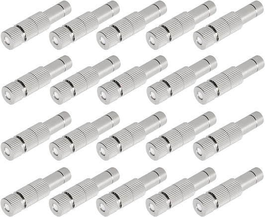 20pcs Brass Mister Nozzles, 6mm Misting Nozzles for Outdoor Cooling System, Landscaping, Air Humidification, Greenhouse Irrigation (with Filter, 0.028"/0.7mm Orifice)