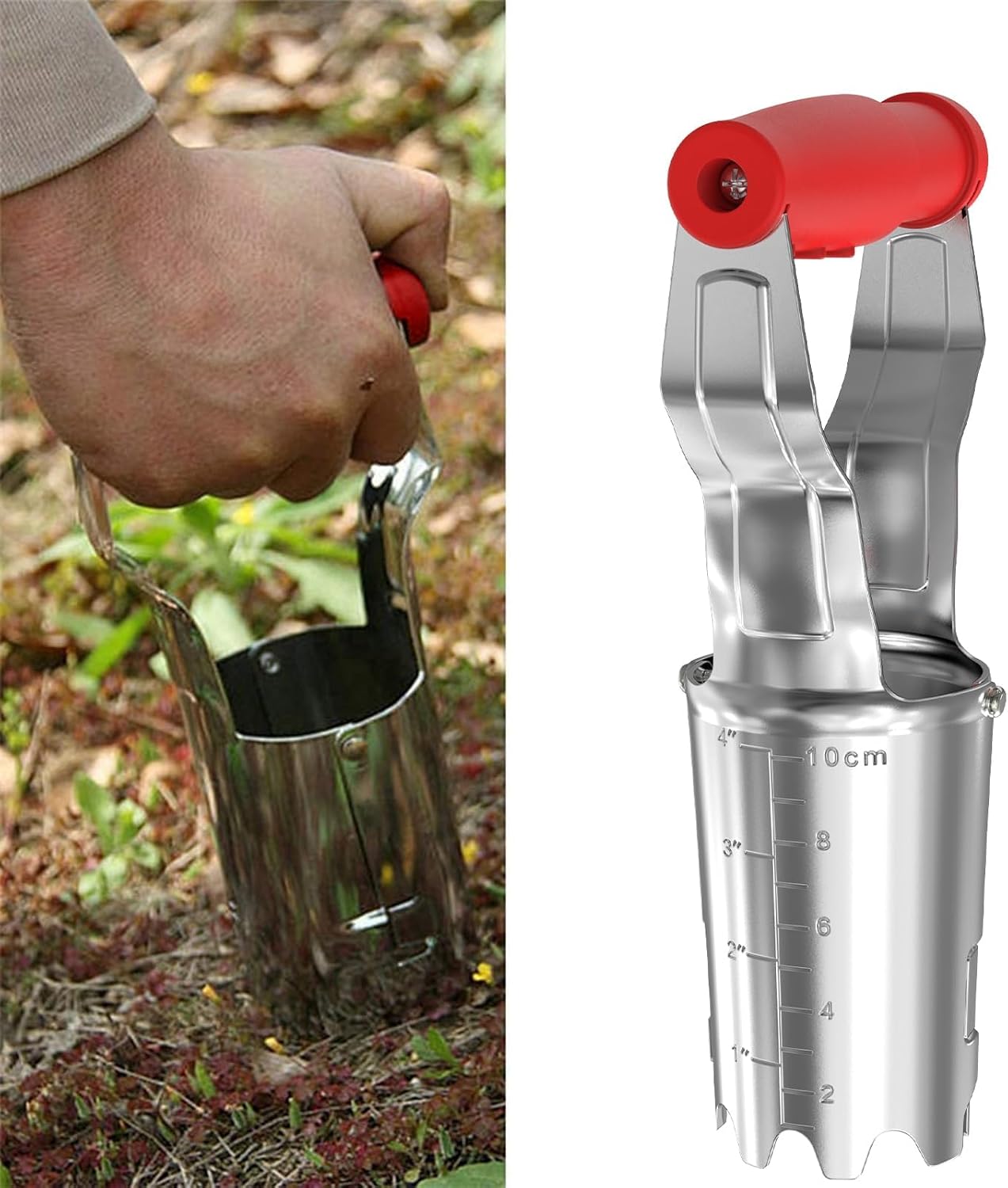 FLORA GUARD Bulb Planter with Depth Markers - Automatic Soil Releasing Seed Bulb Transplanter for Planting/Digging Tulips, Daffodils, Dahlias and More