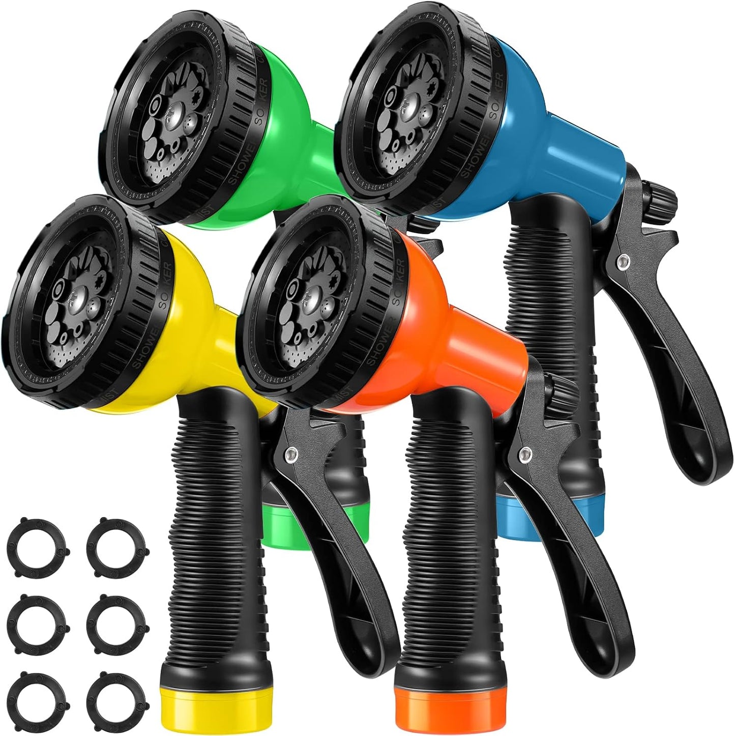 4 Pcs Garden Hose Nozzle Sprayer 10 Adjustable Watering Patterns Heavy Duty High Pressure Water Gun for Watering Plants Washing Cars and Showering Pets