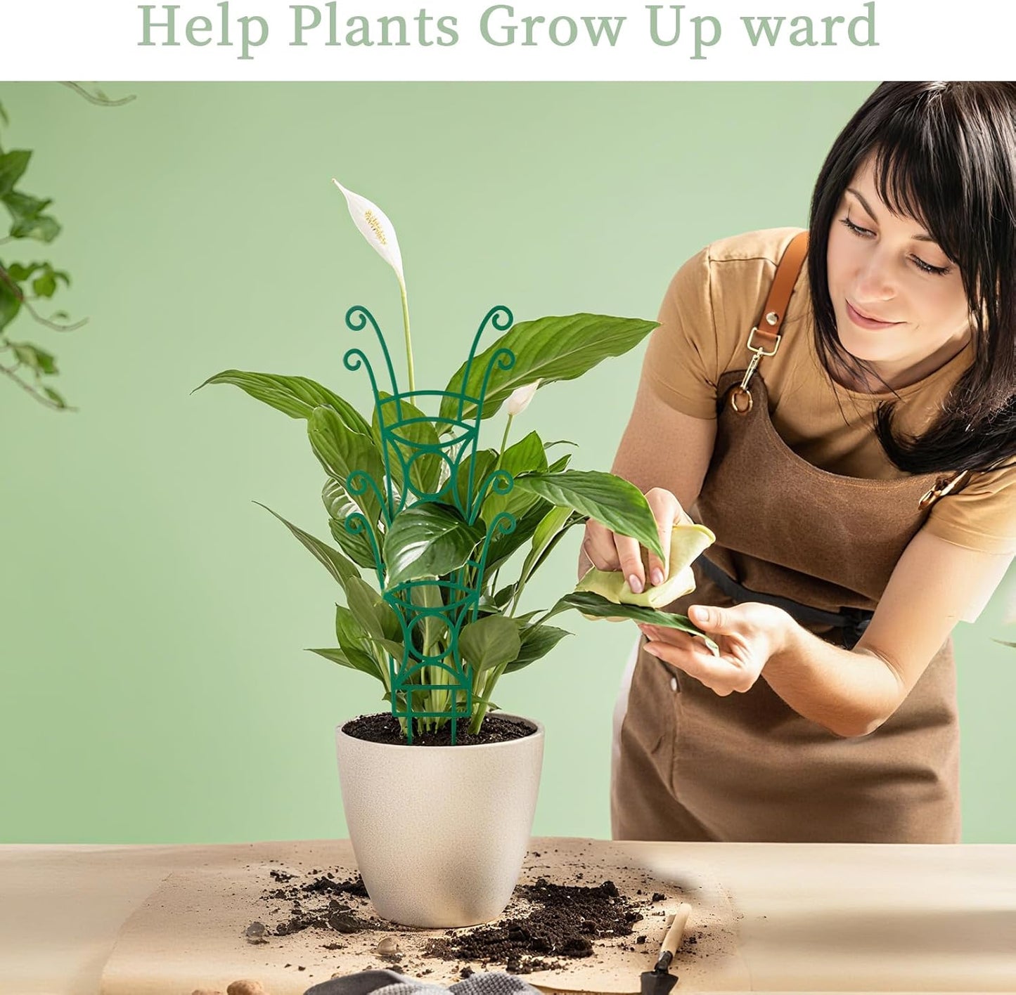 12 Pack Stackable Plant Trellis for Potted Plants, Garden Trellis Supports Peas, Ivy & Flowering Vines, Plastic Climbing Plant Support (Green)