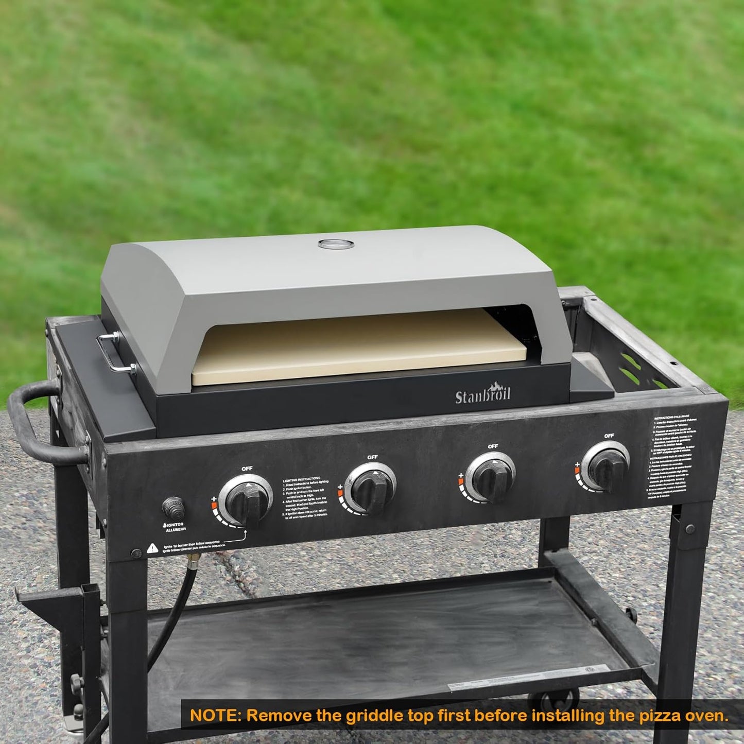 Stanbroil Outdoor Pizza Oven for Blackstone 22" 28" 36" Flat Top Gas Grill, with 19" x 15" Pizza Stone