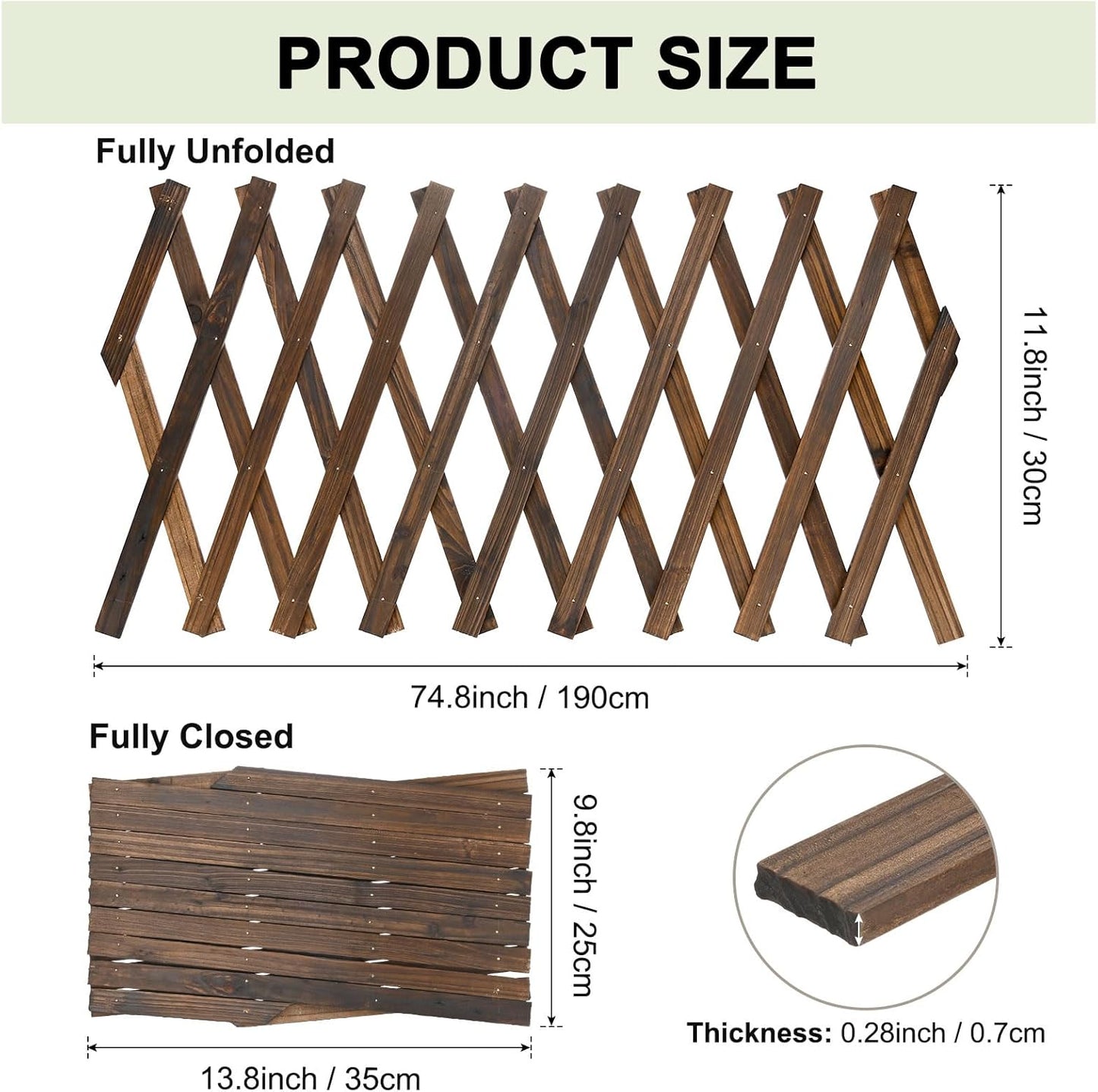 1-Pack Expandable Willow Trellis, 12" x 75" Wooden Lattice Panels Wall Fence for Outdoor Yard Climbing Plants Vine Balcony Patio Decor, Expandable Plant Support Trellis
