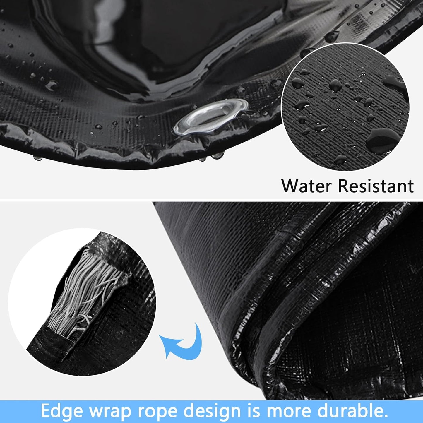 Reinforced PE Pond Liner 20 x 20 FT, 28 Mil Sun Resistant Preformed Pond Liner, Hemmed Edge with Buttonholes Liner for Outdoor Large Ponds, Fish/KOI/Duck Pond, Garden Waterfall, Waterscape, Black