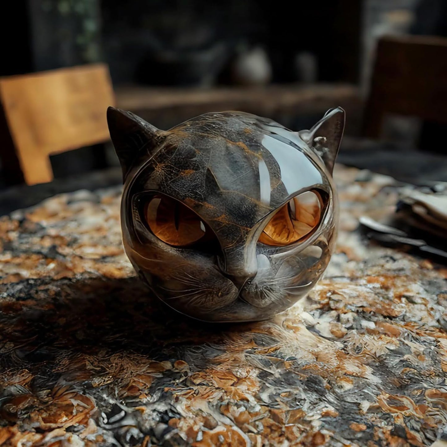 Luxury Black Cat Stone Sculpture – Elegant Home Décor & Gift-Ready Art Piece, Hand-Carved Crystals and Healing Stones Carved, for Cat Lovers (1*pcs)