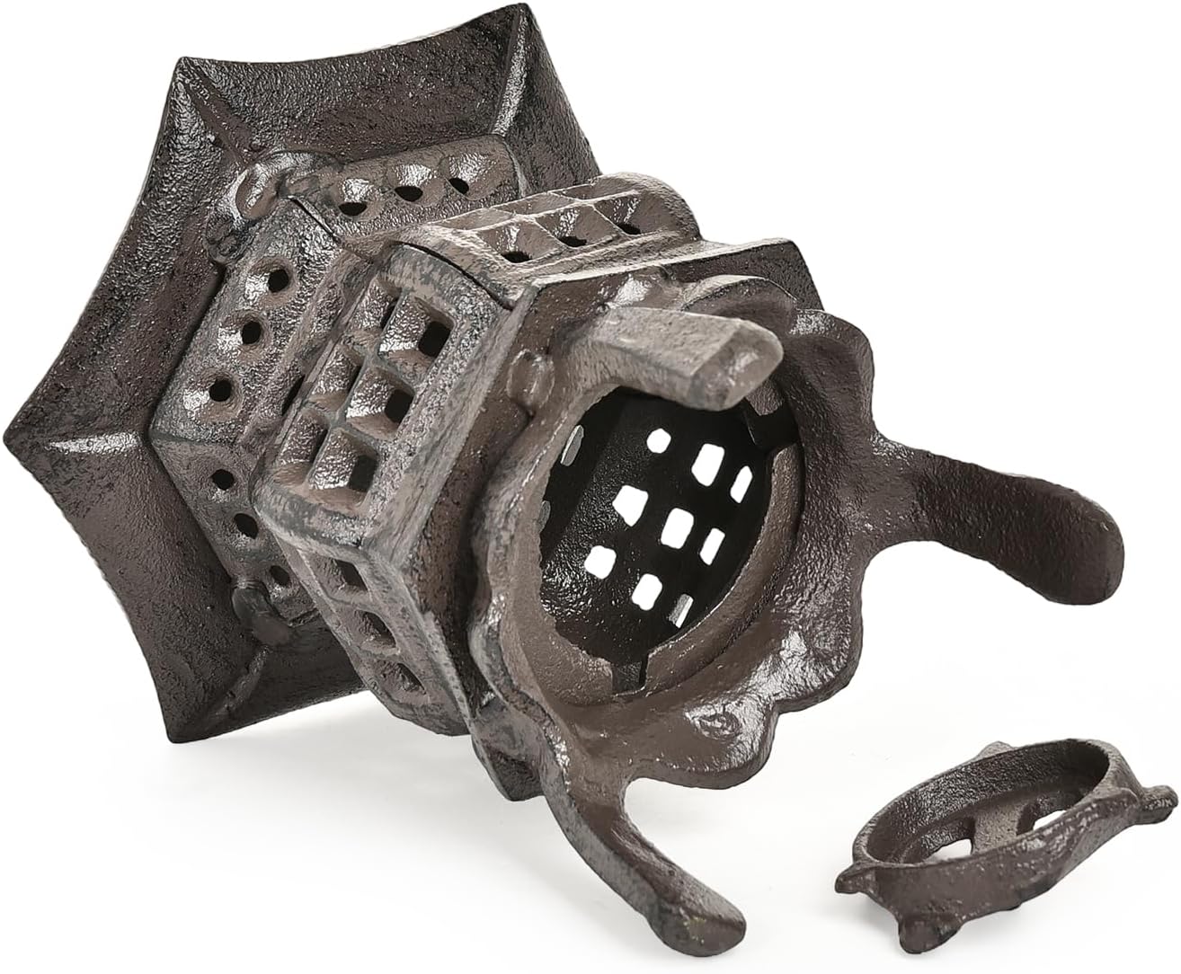 Sungmor Cast Iron Candle Holder, Decorative Garden Hanging Lantern, Vintage Tabletop Tealight Candle Holder, Home Porch Patio Decor, Candle Stand for Votive Candle, Flameless Candle