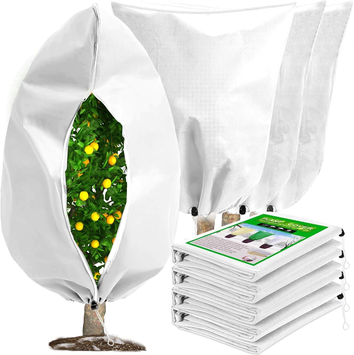 DQS 4 Pack Plant Covers Freeze Protection, 31.4" x47.2" Winter Frost Protection Blankets Frost Cloth,Suitable for Outdoor Winter Frost, Cold Weather, shrubs, Trees, Jackets, and coverings