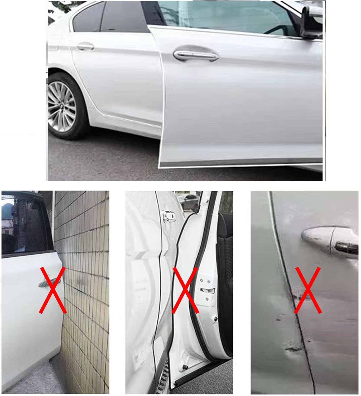 Edge Trim Self Adhesive Rubber U Channel Edge Trim Metal Edge Protection Guard for Most Car Doors, Hatches, Lockers, Panels (20Ft, White)