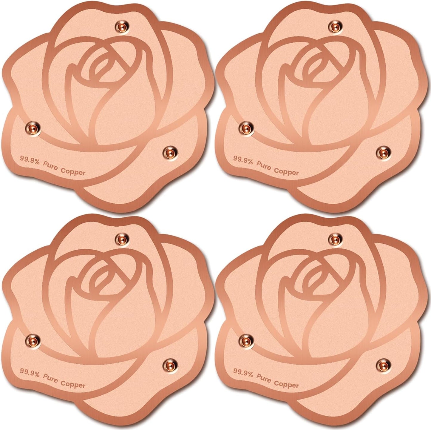 Bird Bath Copper Disk,Bird Bath Purification Disk 0.6mm Reinforced 99.99% Pure Copper Cleaning Disk with 3-Point Support,Fits Outdoor Birdbath & Bowl,Provide Safe Clean Water,Rose-4Pcs