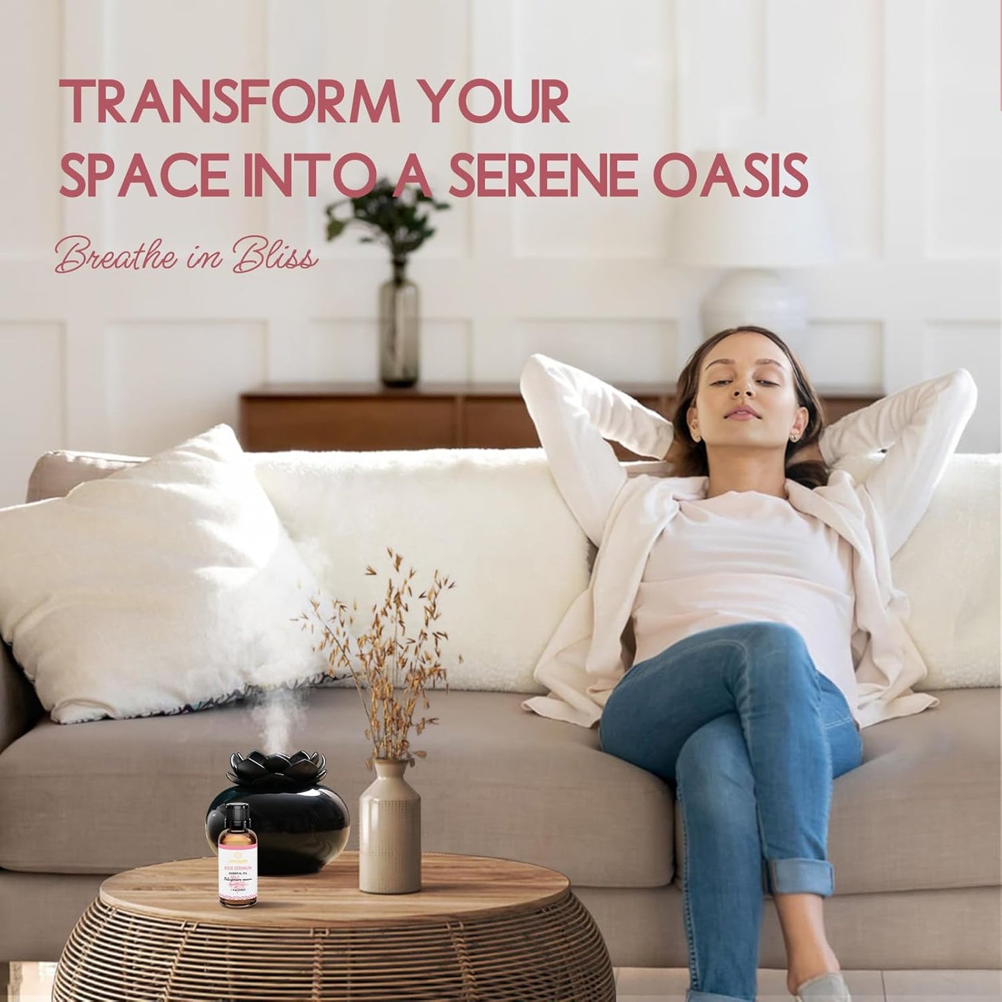 Rose Geranium Essential Oil, Pure Natural for Skin Body Diffuser - 1 Oz