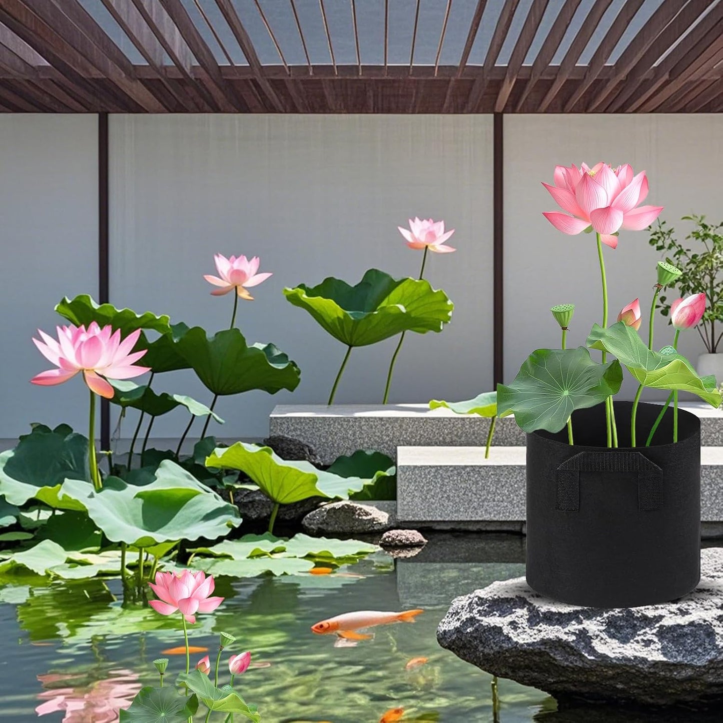 6Pcs Lily Plant Pots for Pond, Aquatic Pond Planter for Pond Durable Breathe Reusable Fabric Plant Bags for Aquatic Plants, Potato, Carrot, Onion, Flower (2 Gallon)