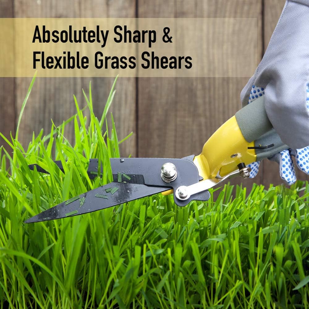 JARDINEER Sharp Grass Shears, Grass Clippers Handheld, Manual Grass Cutter Edging Shears for Lawn Garden