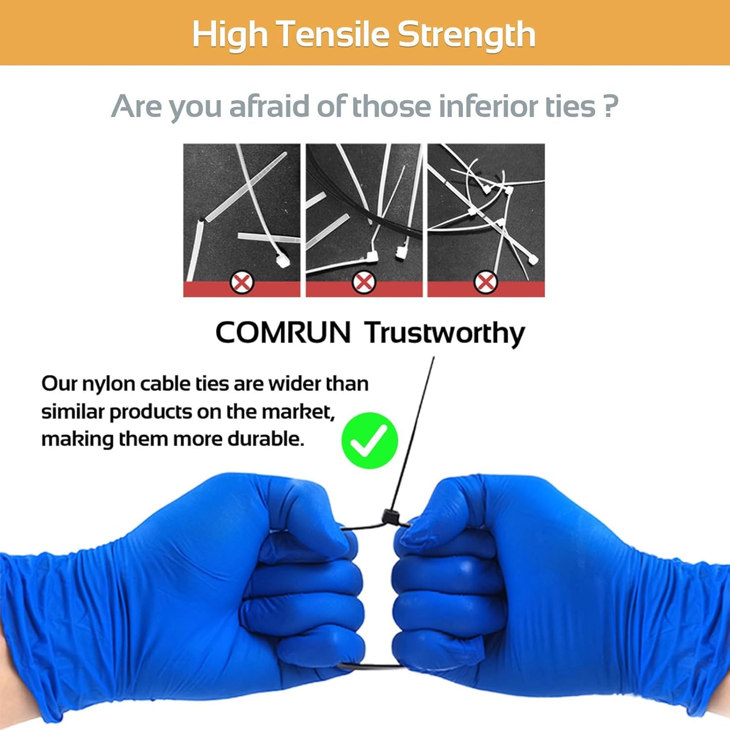 5000pcs 12Inch Black Cable Tie,Nylon Zip Ties,Industrial Grade,50 Pounds Tensile Strength,UV Resistant,Heavy Duty,for Home,Garden Trellis,Office,Garage and Workshop