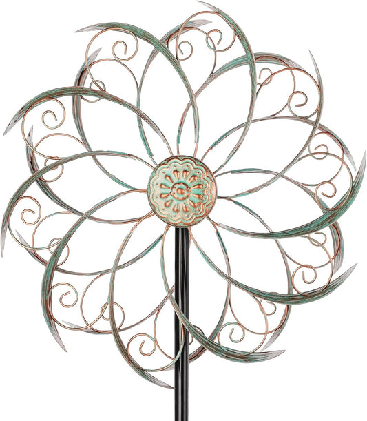 Wind Spinners Outdoor Wind Spinner Metal 13” Dia Wind Spinners for Yard and Garden Decor Pinwheels Wind Sculptures & Spinners(57” H)