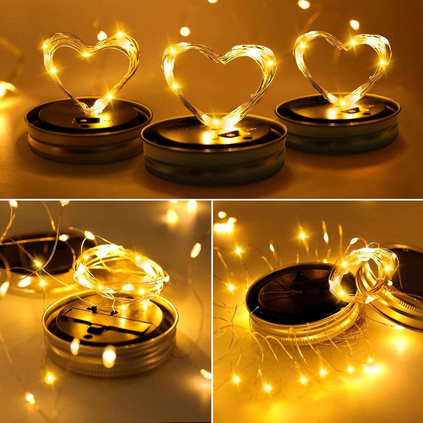 ZNYCYE Mason Jar Solar Lights for Outside, 12 Pack 30 LED Fairy Firefly Lights Mason Jar Solar Lids Outdoor Waterproof String Lights with Hangers(NO JARS) for Patio Garden Yard Lawn Decor - Warm White