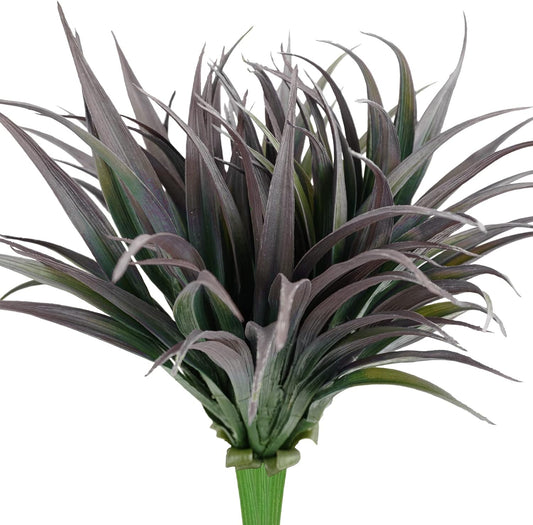 6Pcs Artificial Grass Fake Plants 17.3in Outdoor Plants UV Resistant Faux Greenery Stems Fake Grass for Home Window Garden Office Patio Pathway Front Porch Halloween Décor Green & Black