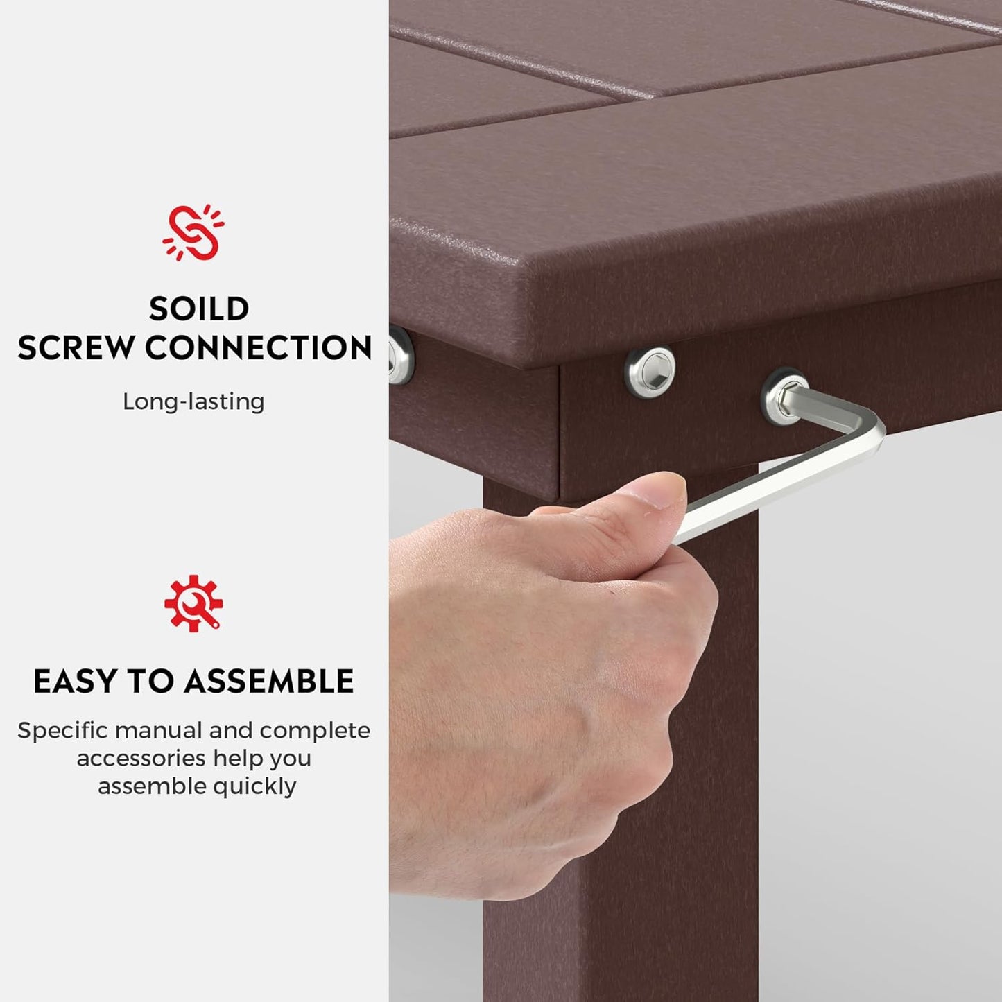 Outdoor Benches Weatherproof, Park Long Bench Poly Lumber Backless for Entryway Front Porch Garden Bench Seat for Patio, Dark Brown