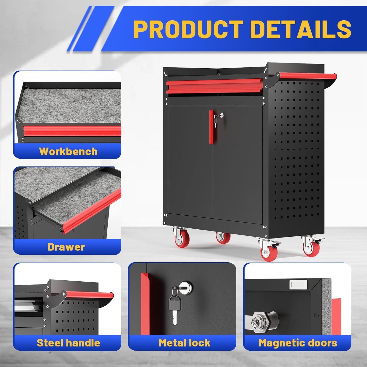 Metal Grill Cart - Outdoor Grill Cart with Storage,Grill Table with Wheels,Outdoor Bar Cart with Adjustable Shelf for Kitchen Prep and Patio BBQ