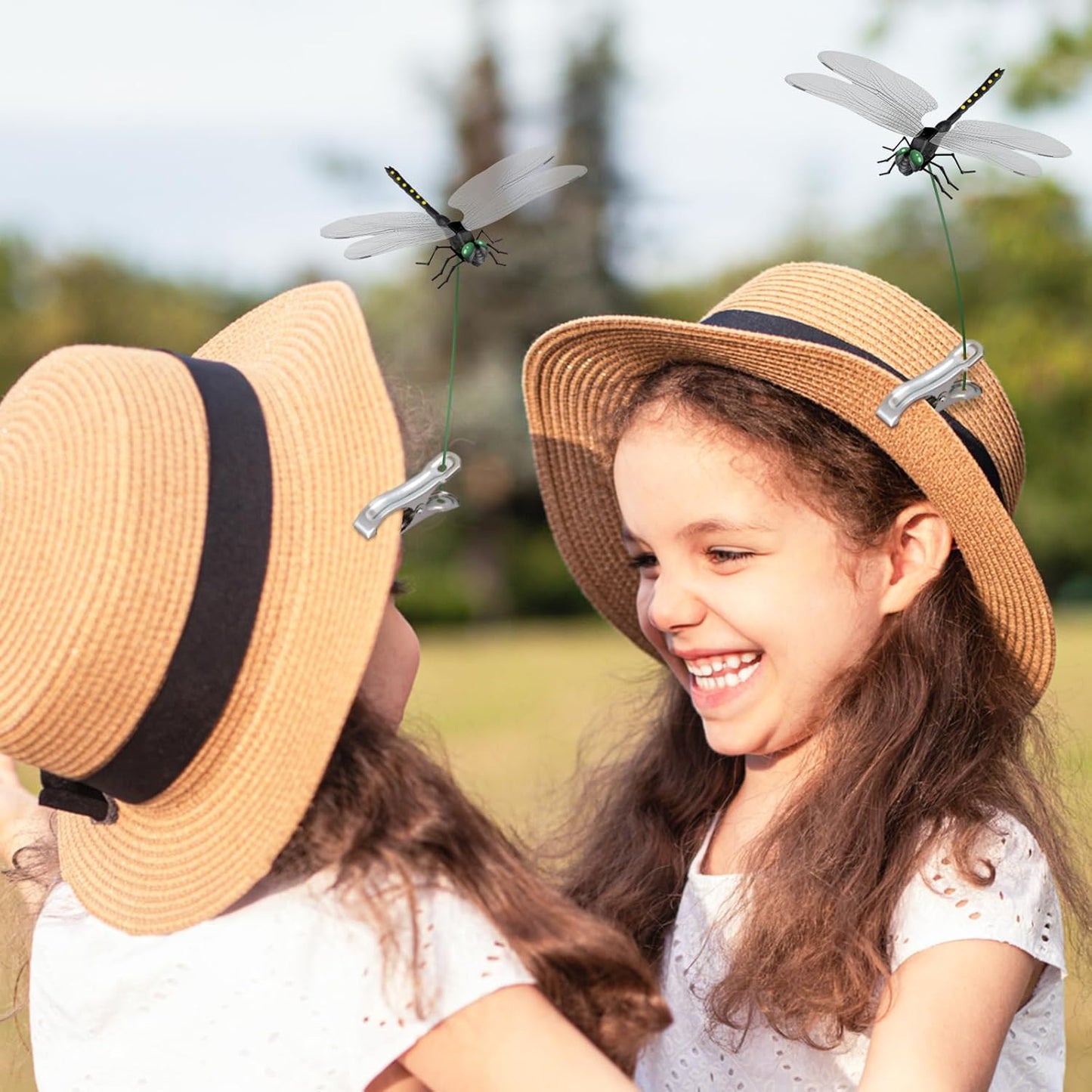 NiHome 12-Pack Large Dragonfly Clip Decoration Set for Garden, Hat, Pet, Indoor & Outdoor Display, Easy Installation Realistic Waterproof PVC Dragonflies (Black)