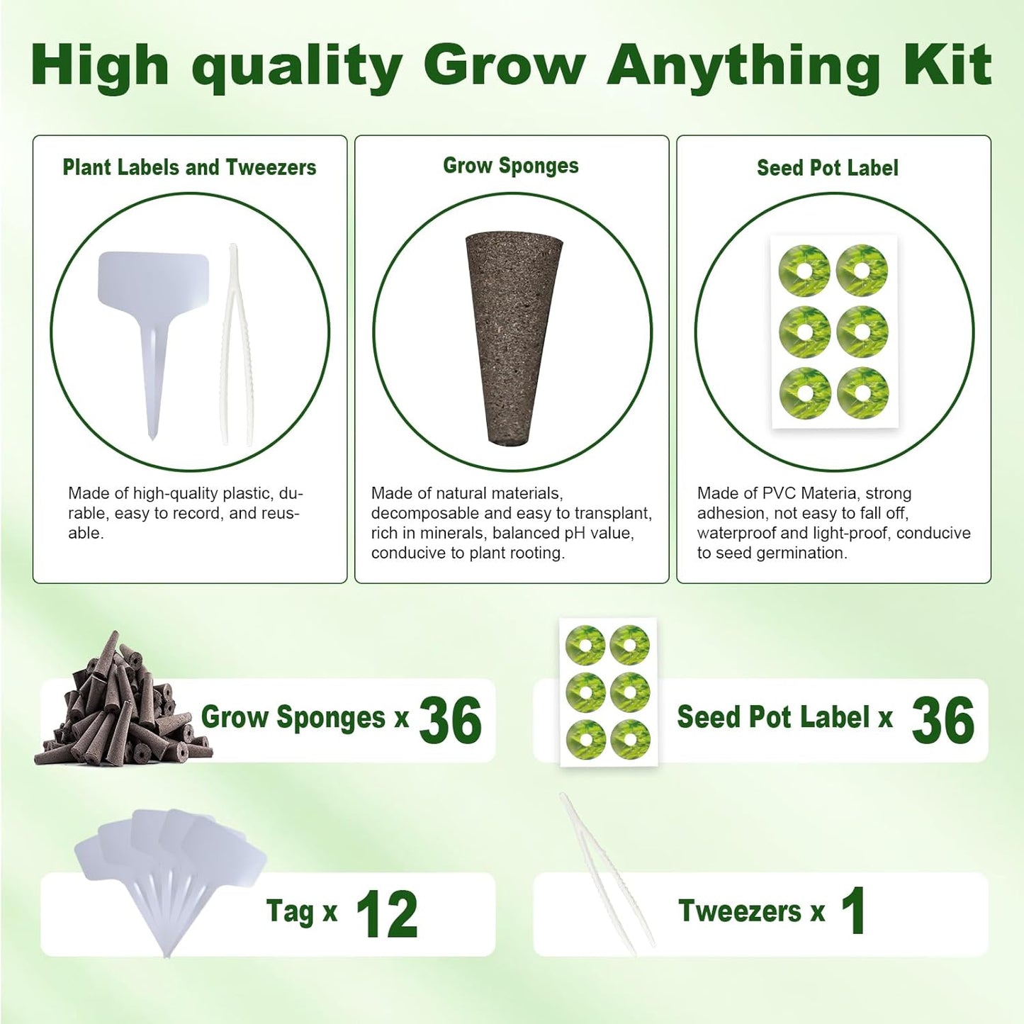 85 Pack Hydroponic Pods Supplies for Aerogarden Pods, Grow Sponges for Hydroponics, Seed Pods Kit with 36 Grow Sponges, 36 Pod Labels,12 Plant Labels, 1 Tweezer for Hydroponic Indoor Garden System