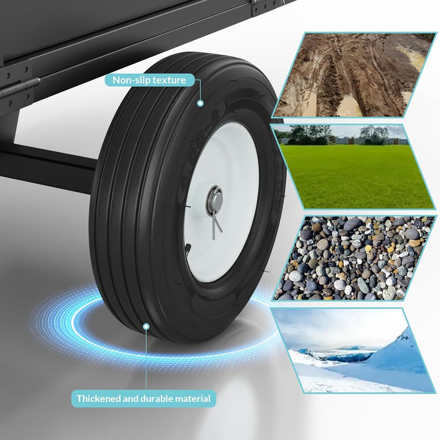 GAOMON Heavy Duty Utility Trailer for ATV/UTV, 750lbs Capacity Garden Dump Cart with 17 Cu. Ft. Bed, Removable Sides, Pneumatic Tires, Hitch Compatible Pull-Behind Yard Cart for Lawn Mower, Tractor