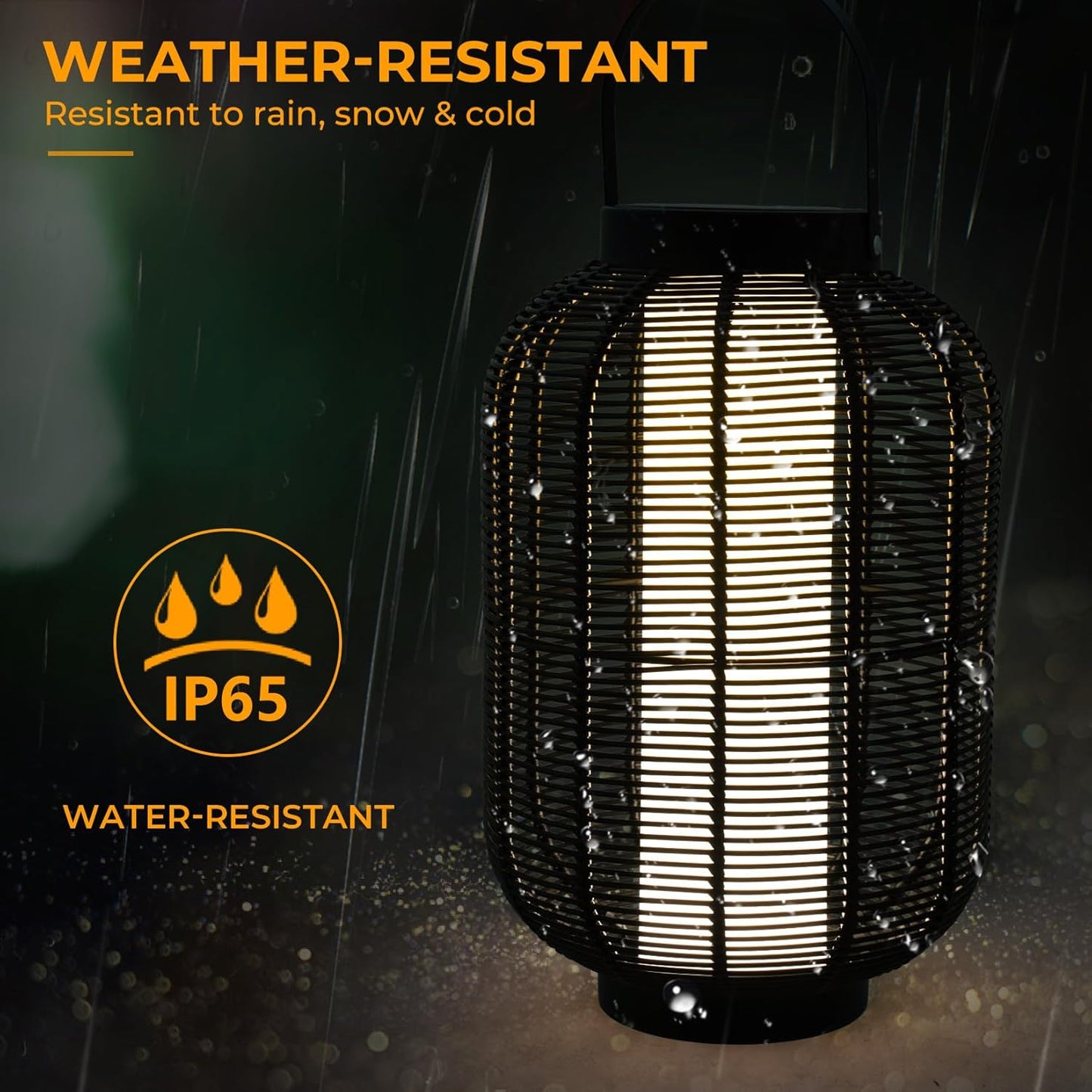 Solar Yard 1-Pack Outdoor Solar Lantern Lamp, Water-Resistant Boho Lights for Outside Hanging Lantern Table Lights Decoration for Garden, Patio, Porch, Trees, Pathway, Black