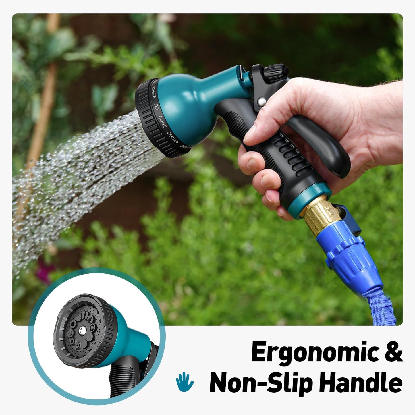 Garden Hose Nozzle Sprayer 10 Watering Patterns Spray Nozzles Heavy Duty Hose Head Lightweight Hose Attachment Blue