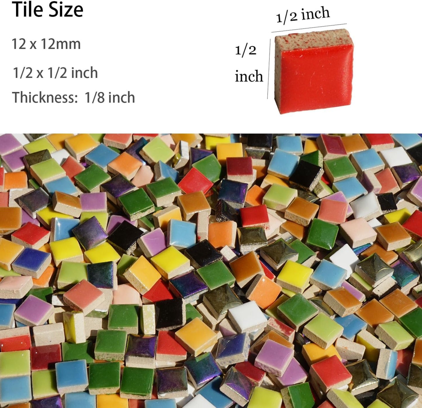 Lanyani 784 Pieces Colorful Tiny Square Ceramic Mosaic Tiles for Crafts, Glazed Porcelain Pieces Sheets for Mosaics