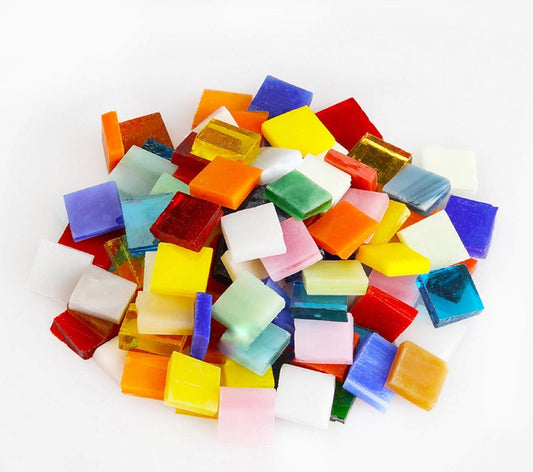 Mosaic Tiles 270 Pieces / 200 g Pack of Colored Mica Glass Mosaic Tile Supplies for Home Decoration, DIY Crafts, Plates, Picture Frames, Flowerpots – 1x1 cm Square Tiles (Full Color Mix)