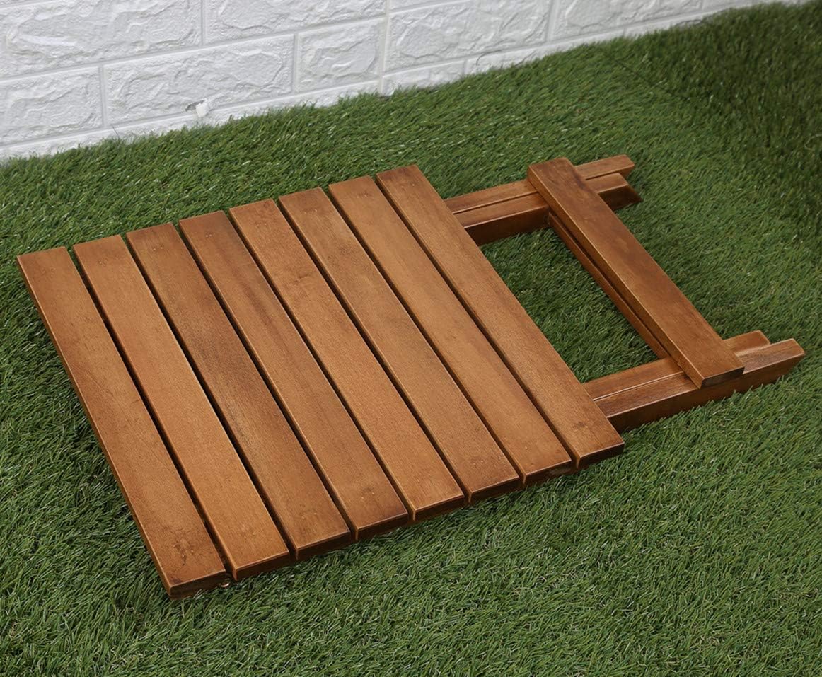 Small Side Table Square Folding, Patio Foldable Wooden End Table for Outdoor Indoor Porch Camping Living Room Bedroom, as Coffee Table or Plant Stand, Brown