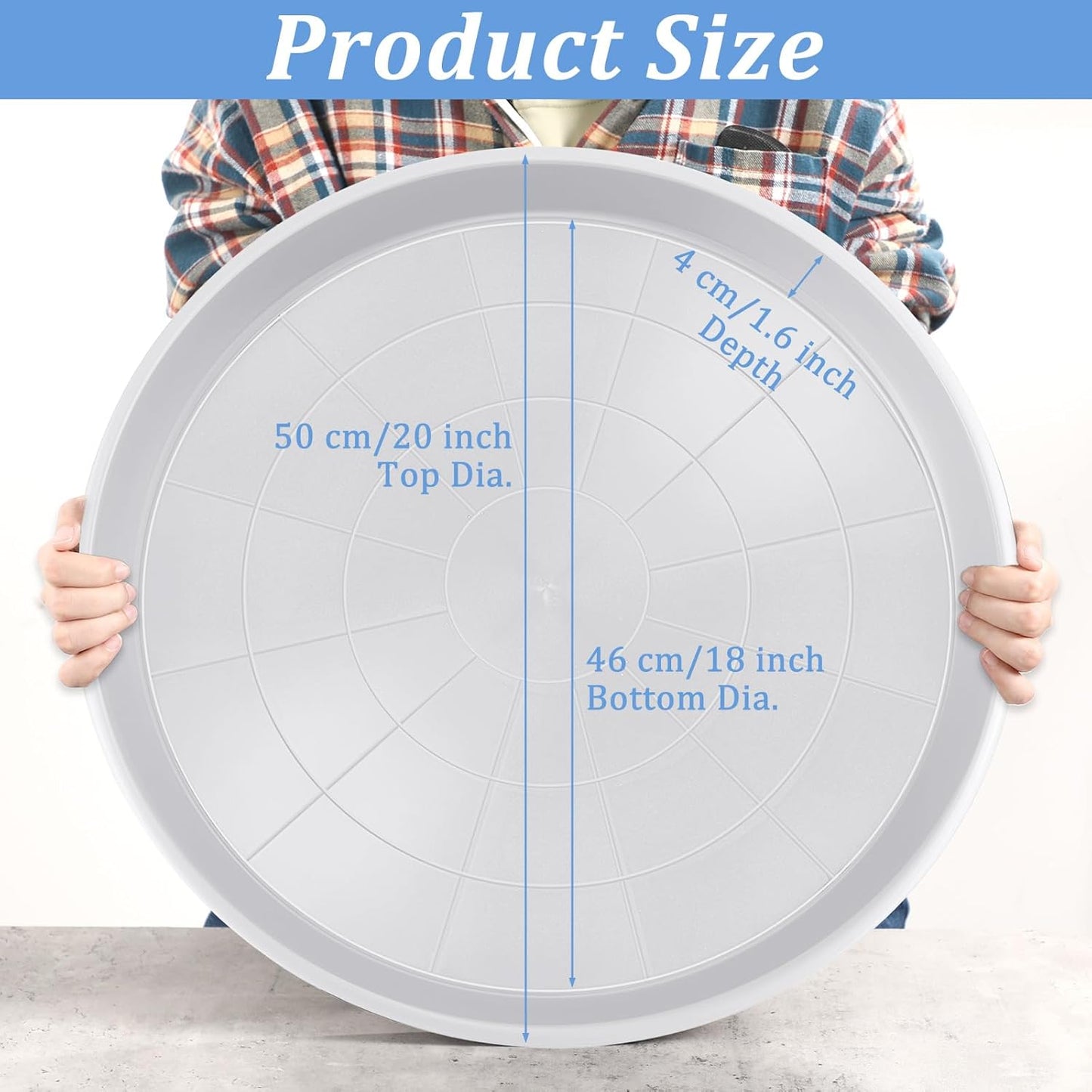 Eccliy 6 Pack Plastic Plant Saucer Heavy Duty Planter Saucers Large Plant Pot Saucers Plastic Water Trays for Indoors and Outdoors Flower Plant Plant Drip (White,20 Inch)