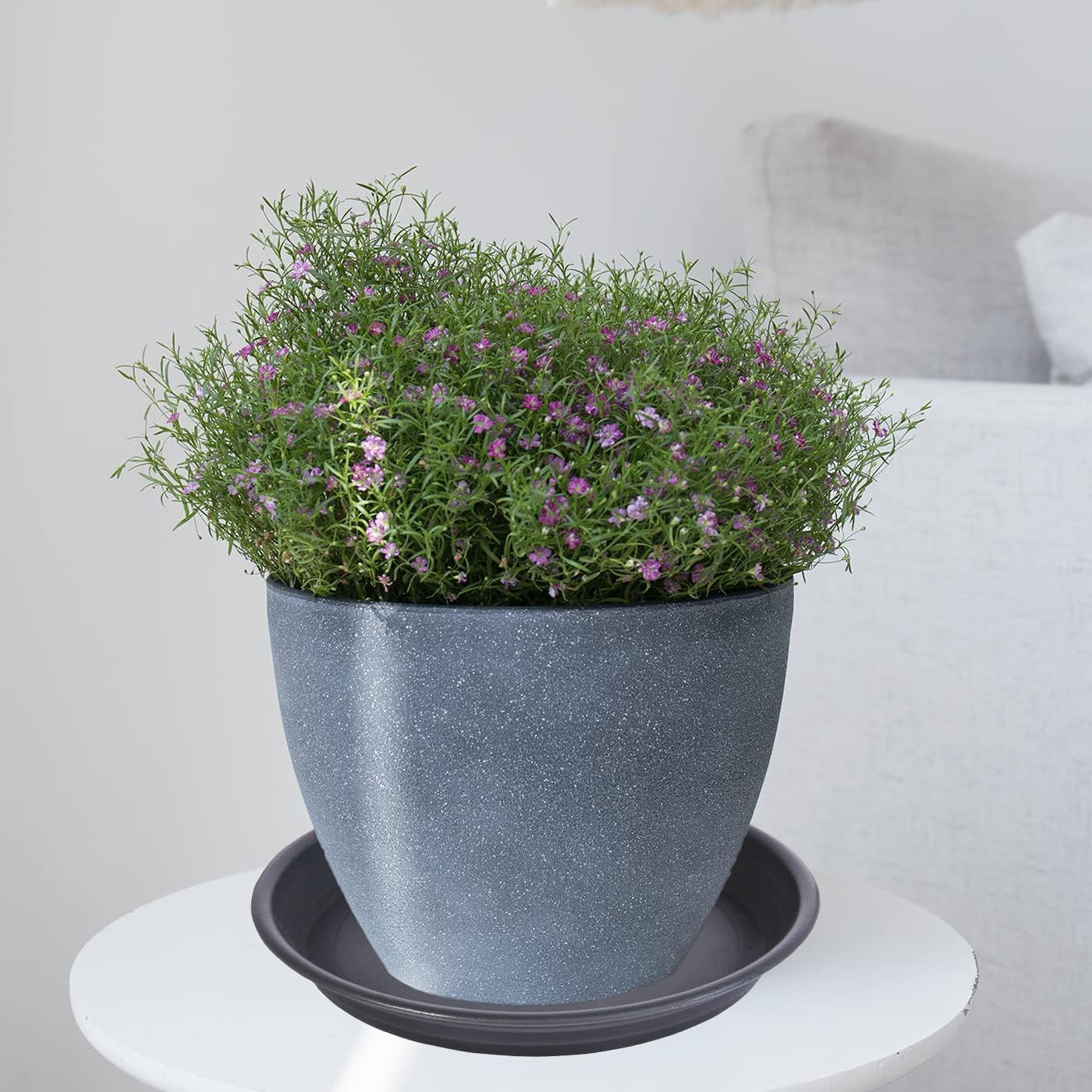 2 Pack Plant Saucer Drip Tray 11 12 inch, Pot Base for Plants Indoor, Plastic Flower Planter Saucers and Drip Trays for Outdoors, Heavy Durable Plant Plate Water Catcher (12", Dark Gray)