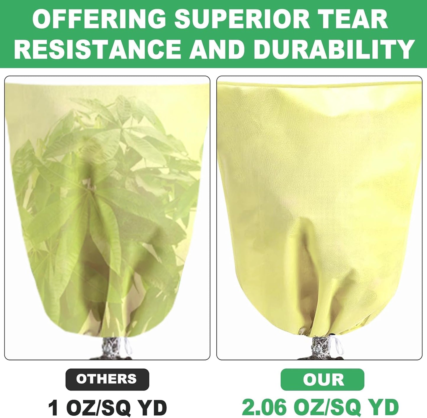 2 Pack Plant Covers Freeze Protection with Zipper Drawstring, 31.4" X 47.2" Winter Cold Weather Frost Covers Shrubs Trees Jacket for Outdoor Plants Fruit Tree Plant Protection Cover Bags